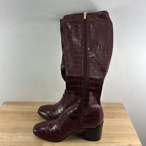 Franco Sarto Tribute Tall Boot- Burgundy Croc- Size 6 M- NIB - Picture 4 of 6